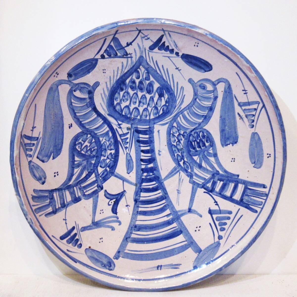 スペイン 民藝陶器『PUNTER』大皿 / 飾り皿 / 壁掛 ★Vintage 陶器【m】WBB/cr/陶芸の画像1