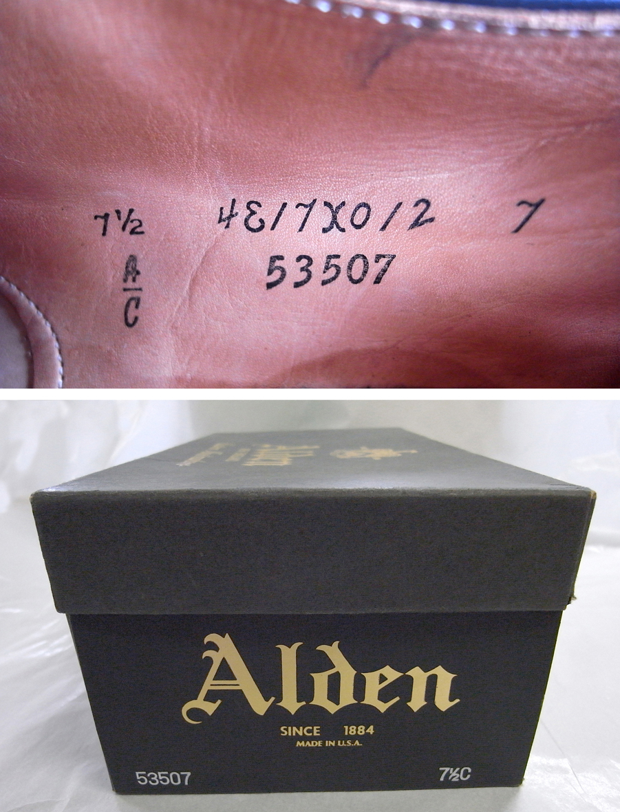 中古 ALDEN オールデン モデファイドラスト 7.5 C ブラック プレーントゥ バーニーズニューヨーク 別注の画像10