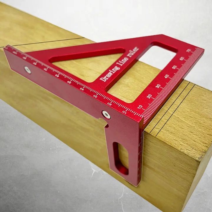 木工三角定規2x4に最適DIYケガキコンパクト軽量アルミアルマイト赤の画像3