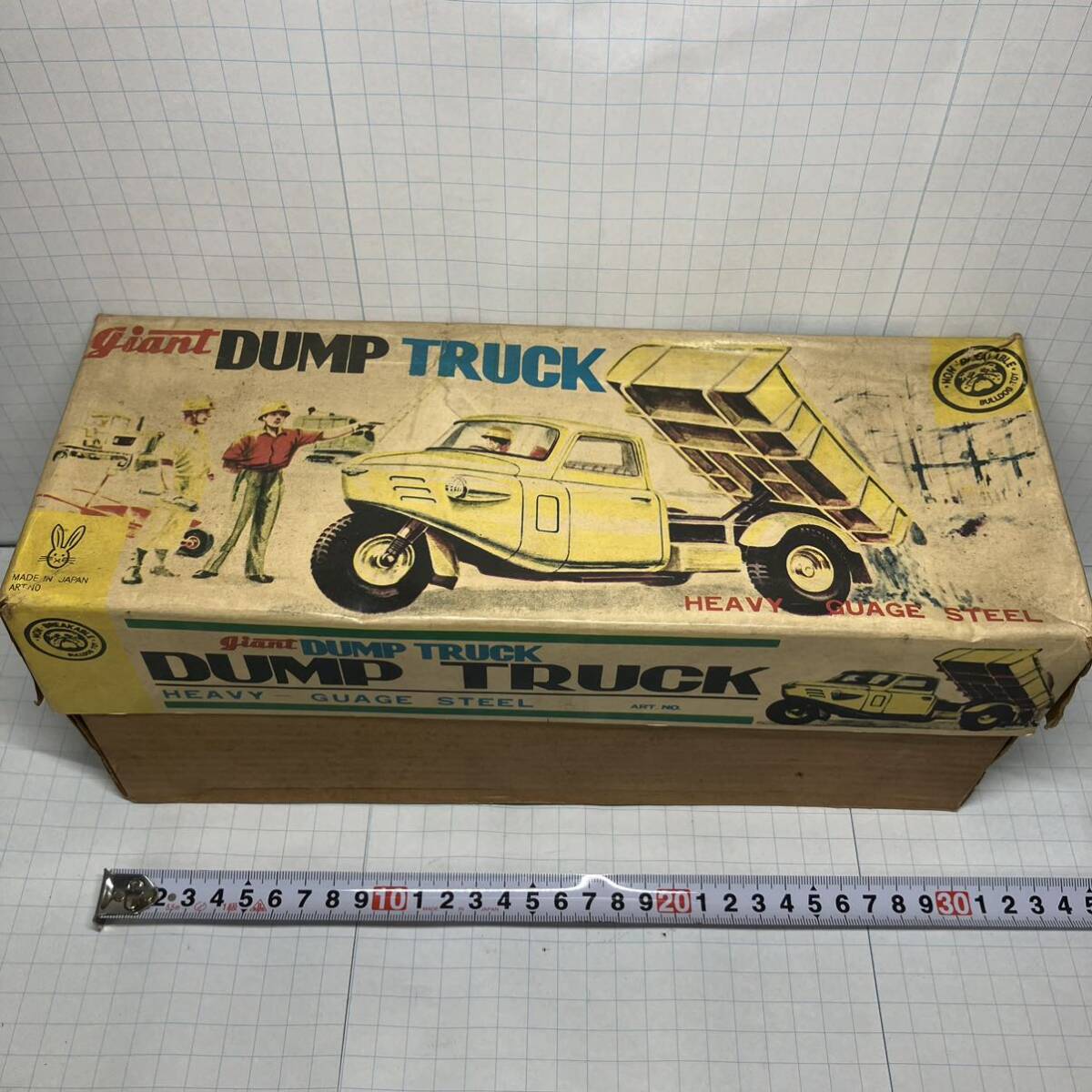 ウサギヤ 箱あり giant DUNP TRACK ジャイアント ダンプ トラック ブリキ 稼働品 昭和レトロ 当時物 アンティーク ヴィンテージ_画像2