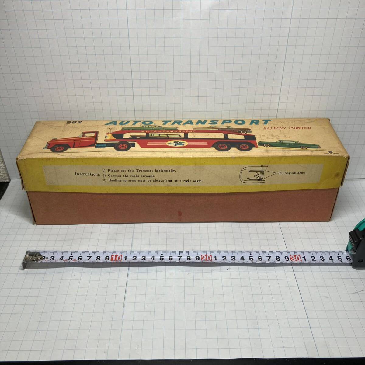 AUTO TRANSPORT 582 当時物 昭和レトロ ブリキ トレーラー バッテリー BATTERY POWERED アンティーク ヴィンテージの画像1