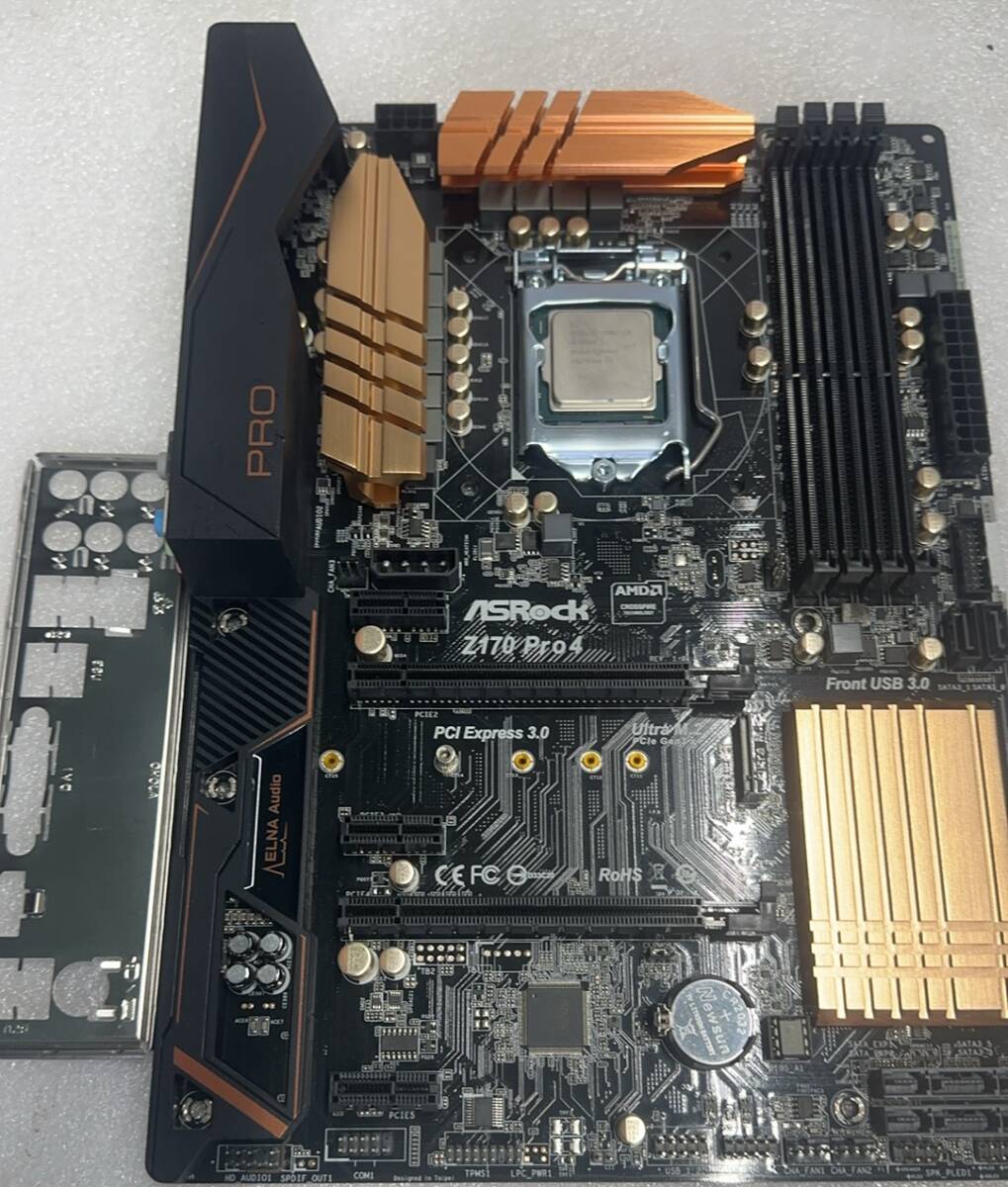 M41212　 中古良品マザーボード　　Asrock－Z170-Pro4+Corei5-6500　CPU内蔵　動作確認済・_画像1