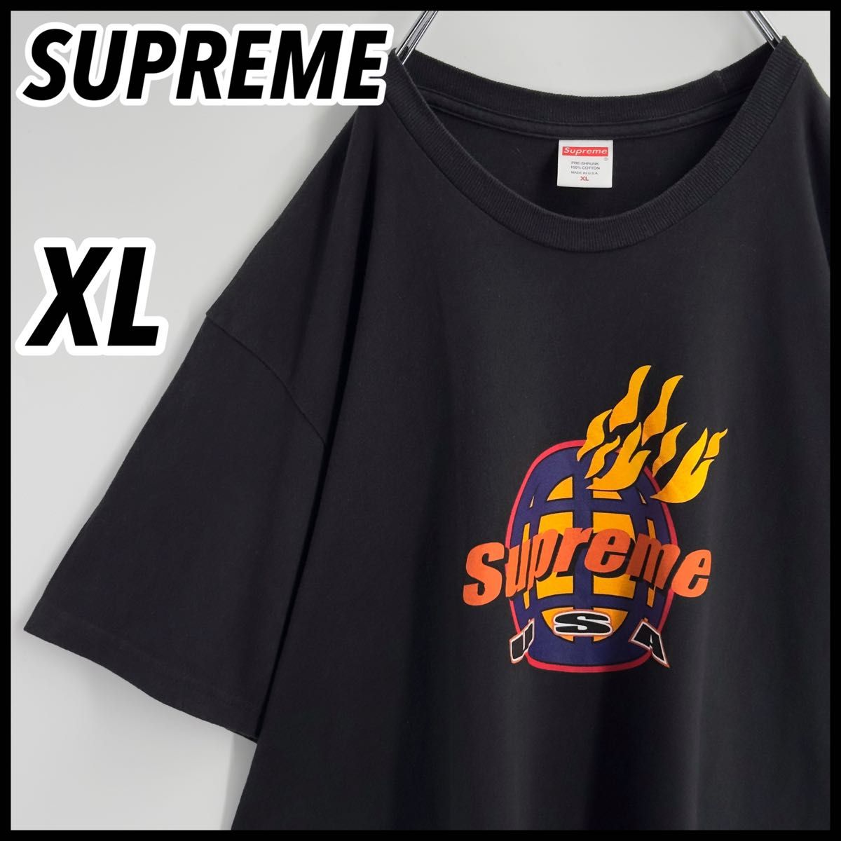 【レアデザイン】希少XL シュプリーム ファイヤービックロゴ Tシャツ 入手困難|