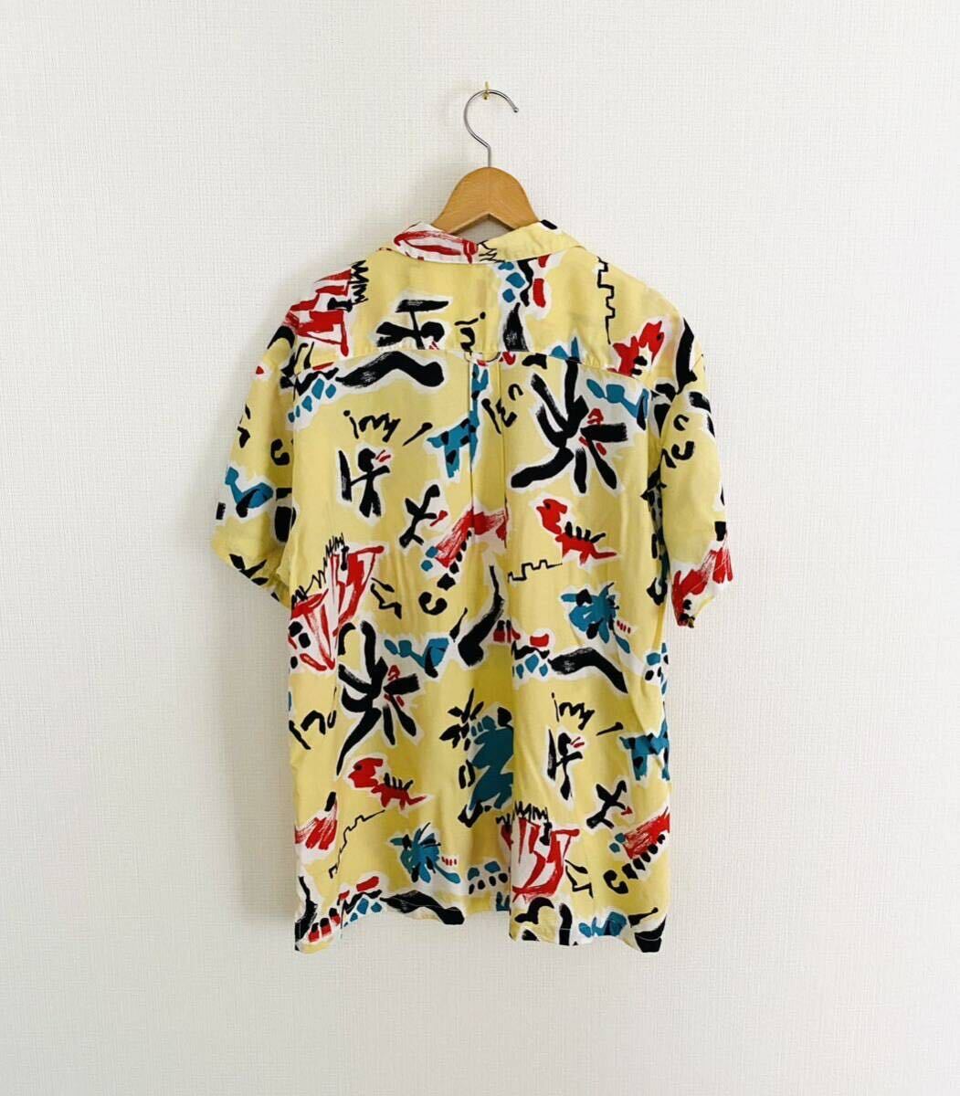 総柄 レーヨン アロハシャツ 半袖シャツ 開襟 古着 ビンテージ ヴィンテージ Vintage Rayon Shirts Aloha Hawaiian yellow _画像6