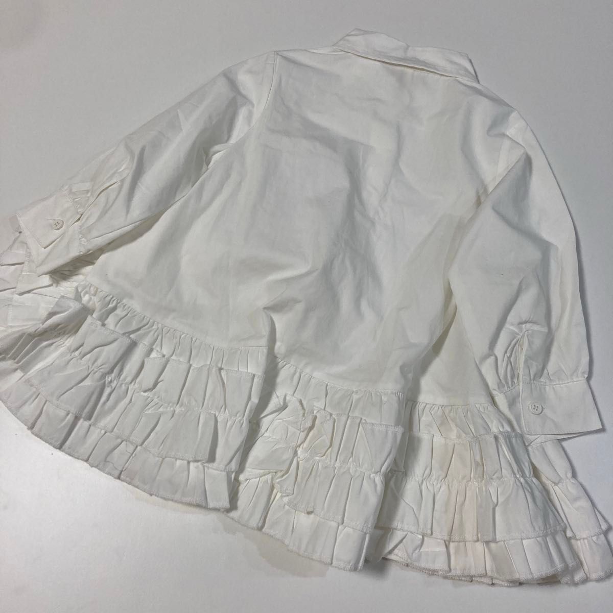 121 hem frill shirt dress ワンピース フリル 白 ノーブランド 子供服 子供用 S90