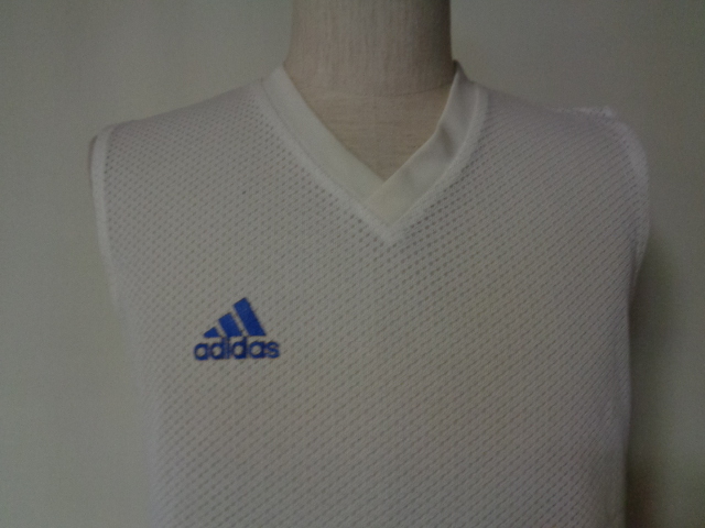 アディダス タンクトップ ランニングシャツ Vネック メッシュ スポーツウエア トップス メンズ Lサイズ 白 adidas_画像2