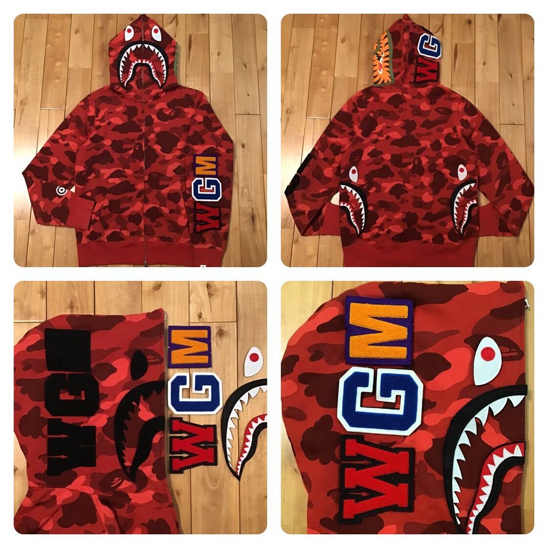 DETACHABLE シャーク パーカー Mサイズ shark full zip hoodie a bathing ape bape red camo エイプ ベイプ アベイシングエイプ 迷彩 z39_画像1