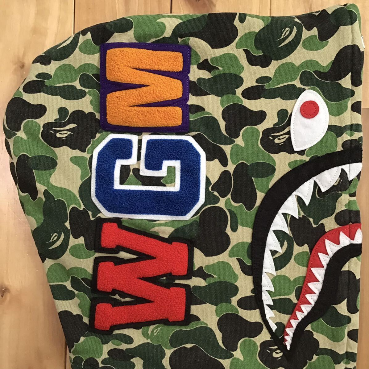 ABC camo green シャーク パーカー Lサイズ shark full zip hoodie a bathing ape BAPE エイプ ベイプ アベイシングエイプ 迷彩 i2952_画像4