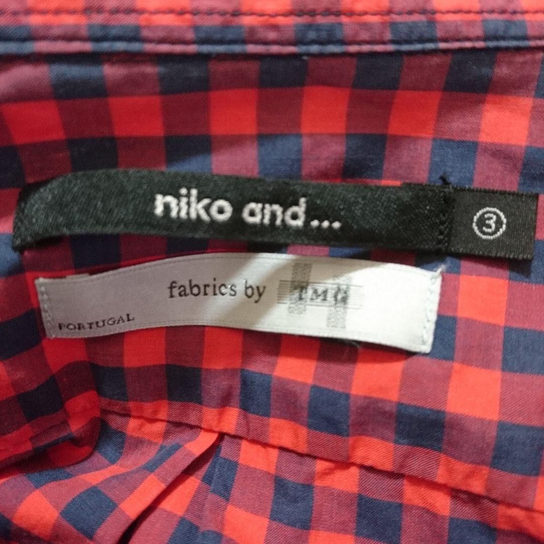 訳ありです！niko and…ニコアンド メンズギンガムチェックシャツ L チェックシャツ 長袖シャツ