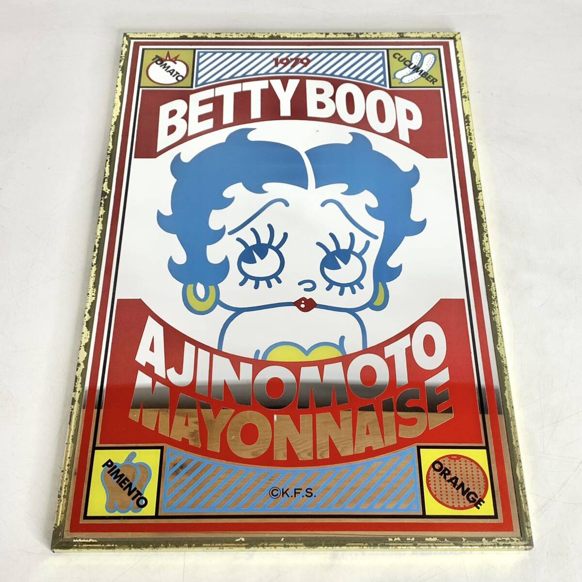 昭和レトロ 希少 ベティブープ 味の素マヨネーズ コラボ パブミラー ベティちゃん Betty Boop 1979 ウォールミラーの画像1