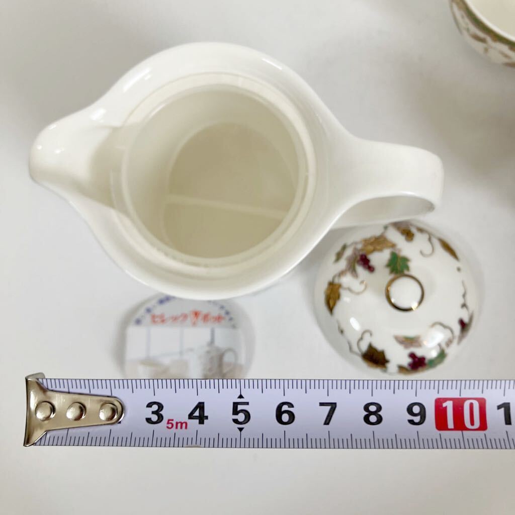 ティーポット カップ 5客 セット 金彩 ぶどう柄 茶器 湯呑み 煎茶道具 茶器セット セレック ヴィンテージの画像3