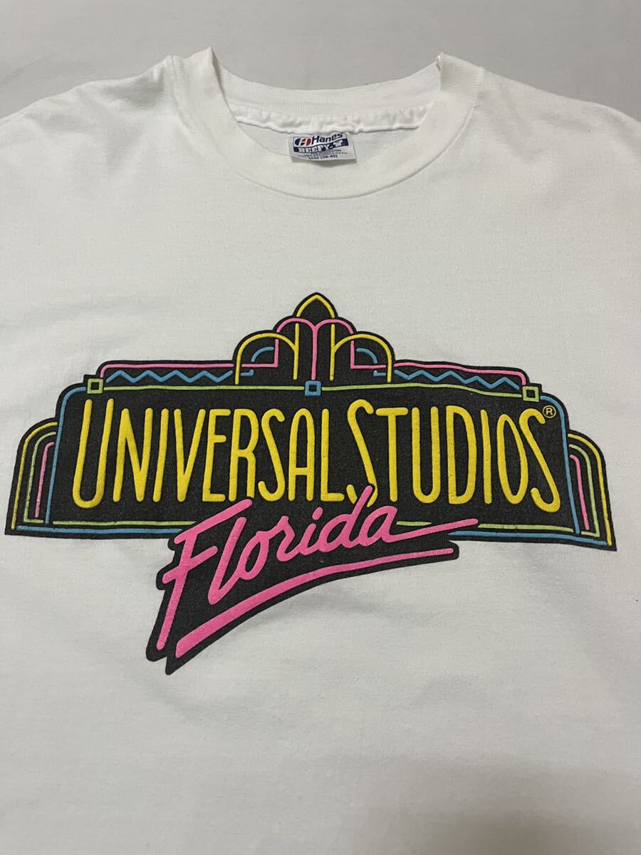 90s USA製 UNIVERSAL STUDIOS Florida ユニバーサルスタジオ 発泡ロゴプリント Tシャツ _画像3