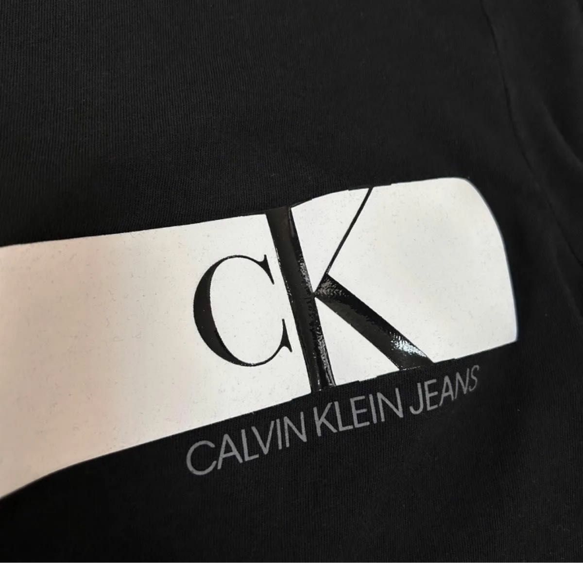 1点限り 最終値下げ 希少品 Calvin Klein フロントロゴ カットソー 半袖 CK カルバンクライン Sサイズ ブラック