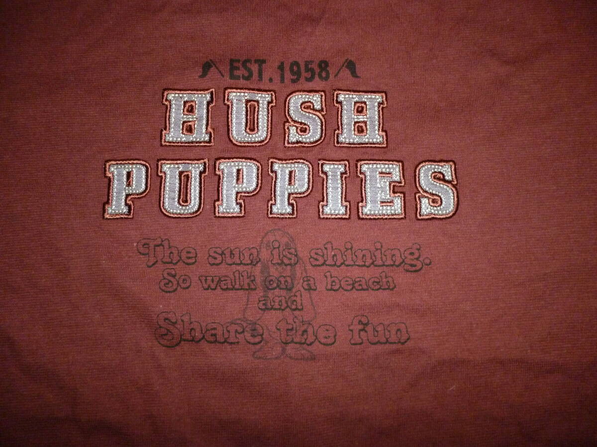 22-125♂：Hush Puppies　ハッシュパピー　ワッペン付きTシャツ　ブルーメート　size.LL　色.小豆　_画像2