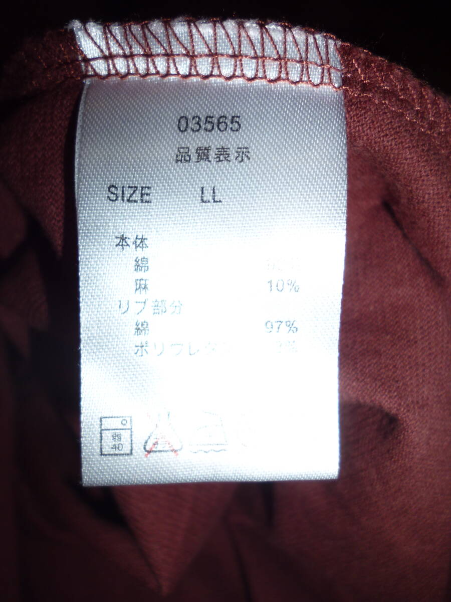 22-125♂：Hush Puppies　ハッシュパピー　ワッペン付きTシャツ　ブルーメート　size.LL　色.小豆　_画像4