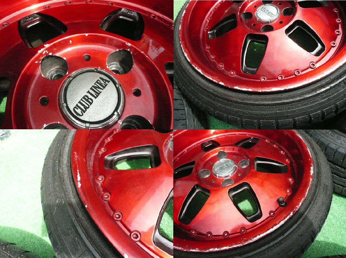 * Junk treat!.. trim ~ deep rim! rare! Club Linea 7J×15 -inch 4ps.@PCD100 4 hole ET35 extra tire Economist ATR 165/45/15 attaching tube /R320