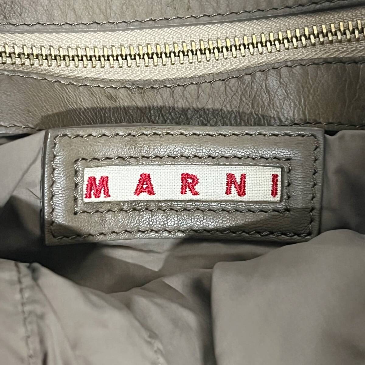 1円~【レディース用】マルニ MARNI レザー 革製 ハンドバッグ ブラウン 茶色 イタリア製 YT_画像10