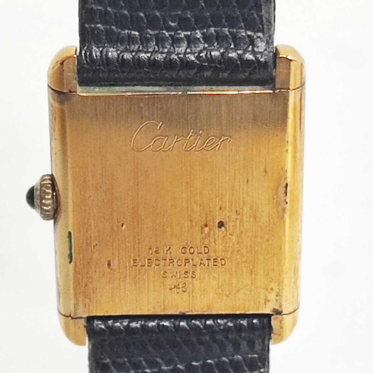1円~【実動】カルティエ Cartier マストタンク 18KGE 手巻き レディース腕時計 ホワイト文字盤 スクエア ローマン スイス製 2針 G132115の画像9