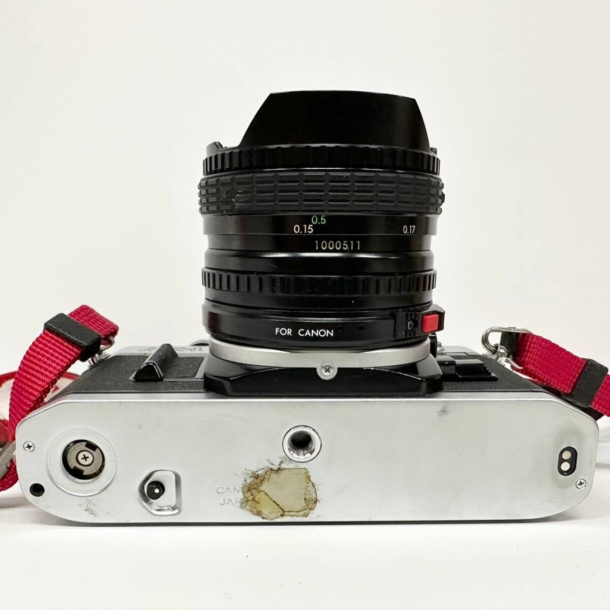 1円~【動作未確認】キャノン Canon AE-1 シグマ SIGMA-FISHEYE 1:2.8 f=16mm 一眼レフ フィルムカメラ 単焦点レンズ ストラップ付 G115860_画像8