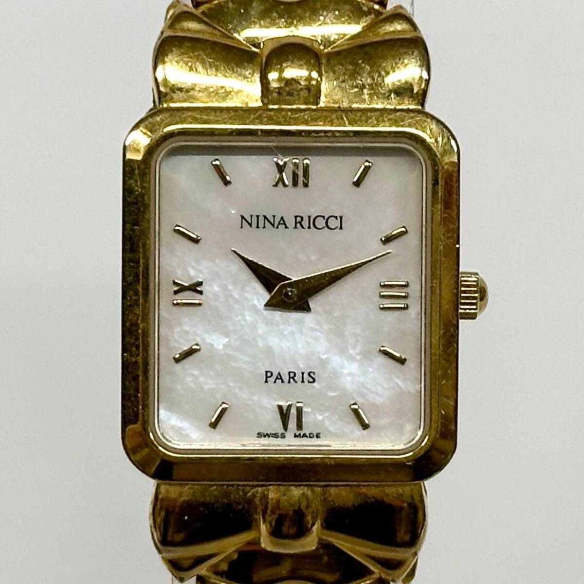 1 jpy ~[ real movement ] Nina Ricci NINA RICCI S950 quartz lady's wristwatch shell face square face Rome n 2 hands Switzerland made G142878