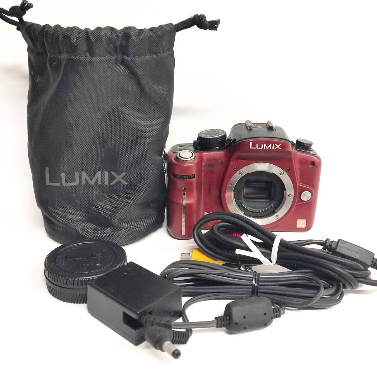 1円~【通電確認済】パナソニック Panasonic LUMIX DMC-G1 ミラーレス一眼カメラ デジタルカメラ ボディ レッド 付属品あり G102136の画像1