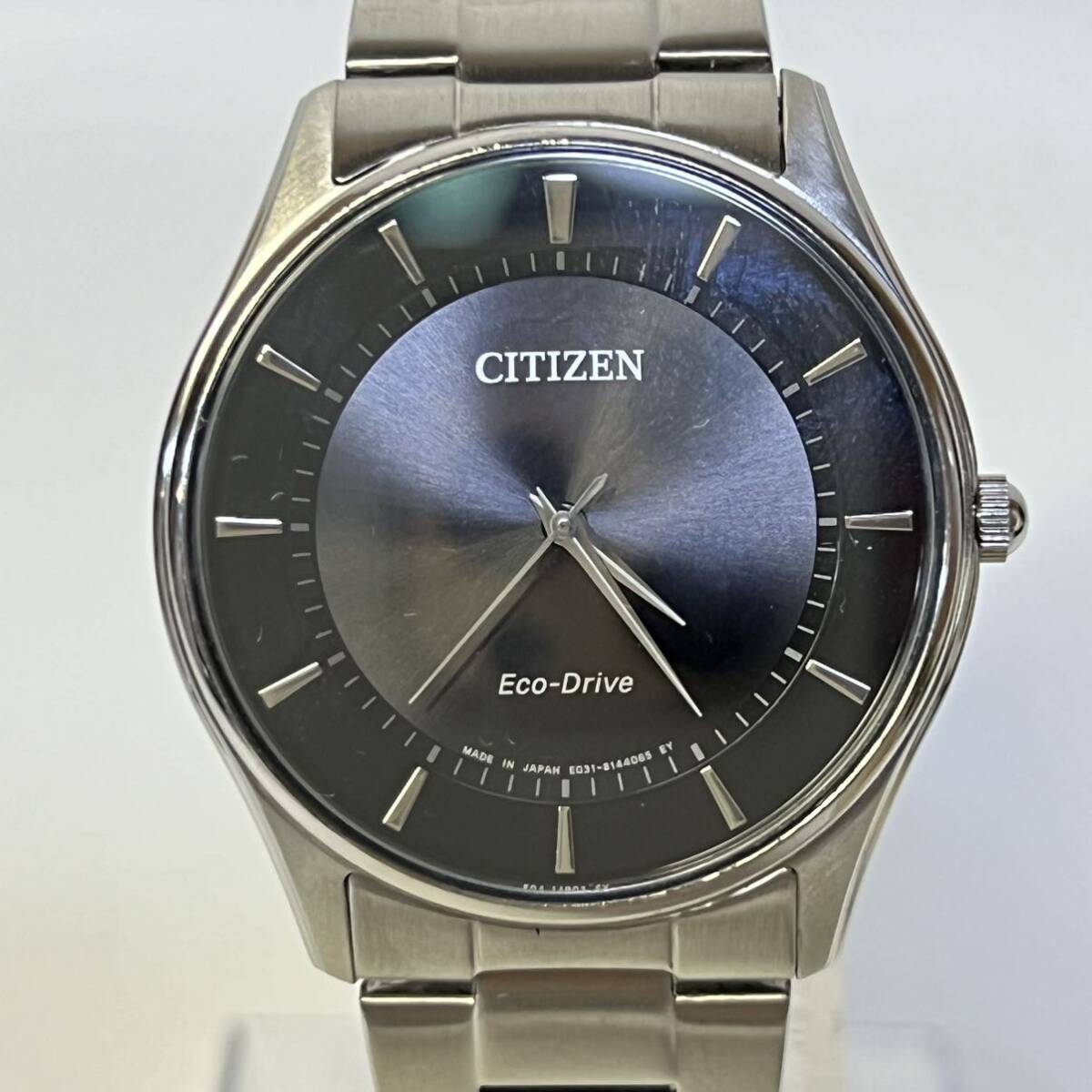 1円~【稼働品】CITIZEN Eco-Drive シチズン エコドライブ E031-S103720 メンズ腕時計 ソーラー ブラック文字盤 箱付き G142988の画像2