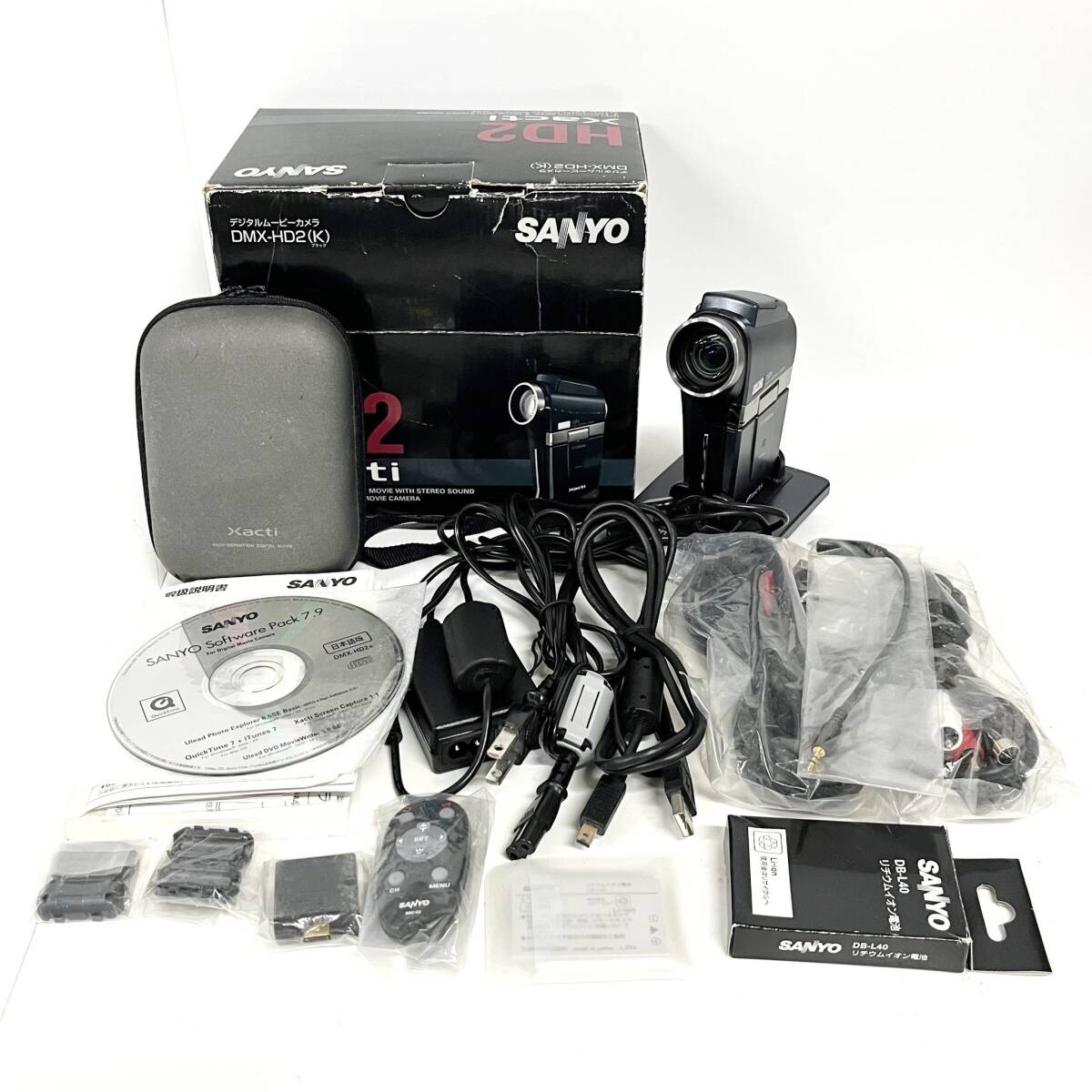 1円~【通電確認済】サンヨー SANYO ザクティ Xacti DMC-HD2型 f=6.3-63.0mm 1:3.5-3.5 デジタルムービーカメラ 付属品あり G180362の画像1