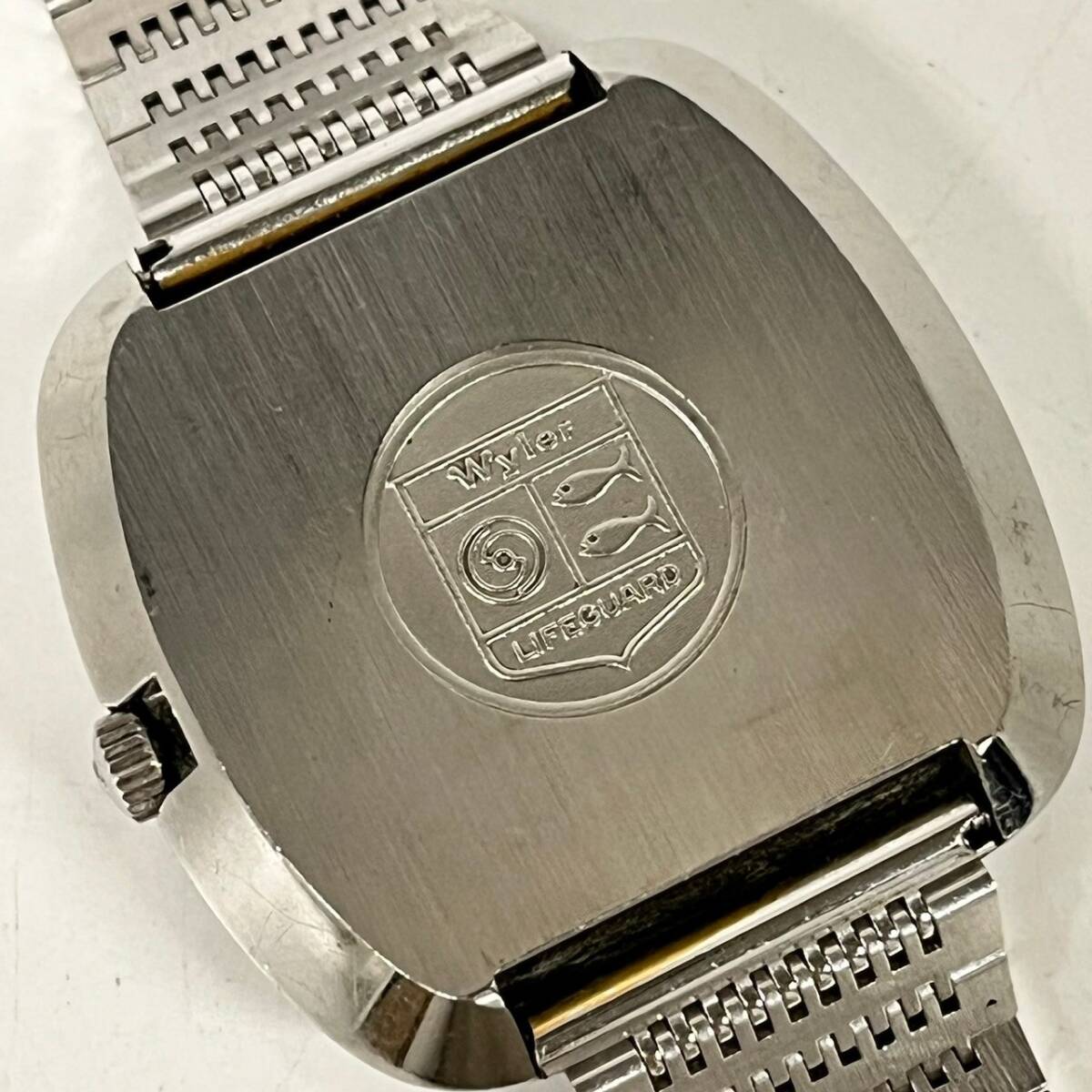 1円~【実動】WYLER ワイラー incaflex Dynawind 自動巻き メンズ腕時計 紺系文字盤 ローマンインデックス デイデイト 3針 スイス製 G115982の画像7