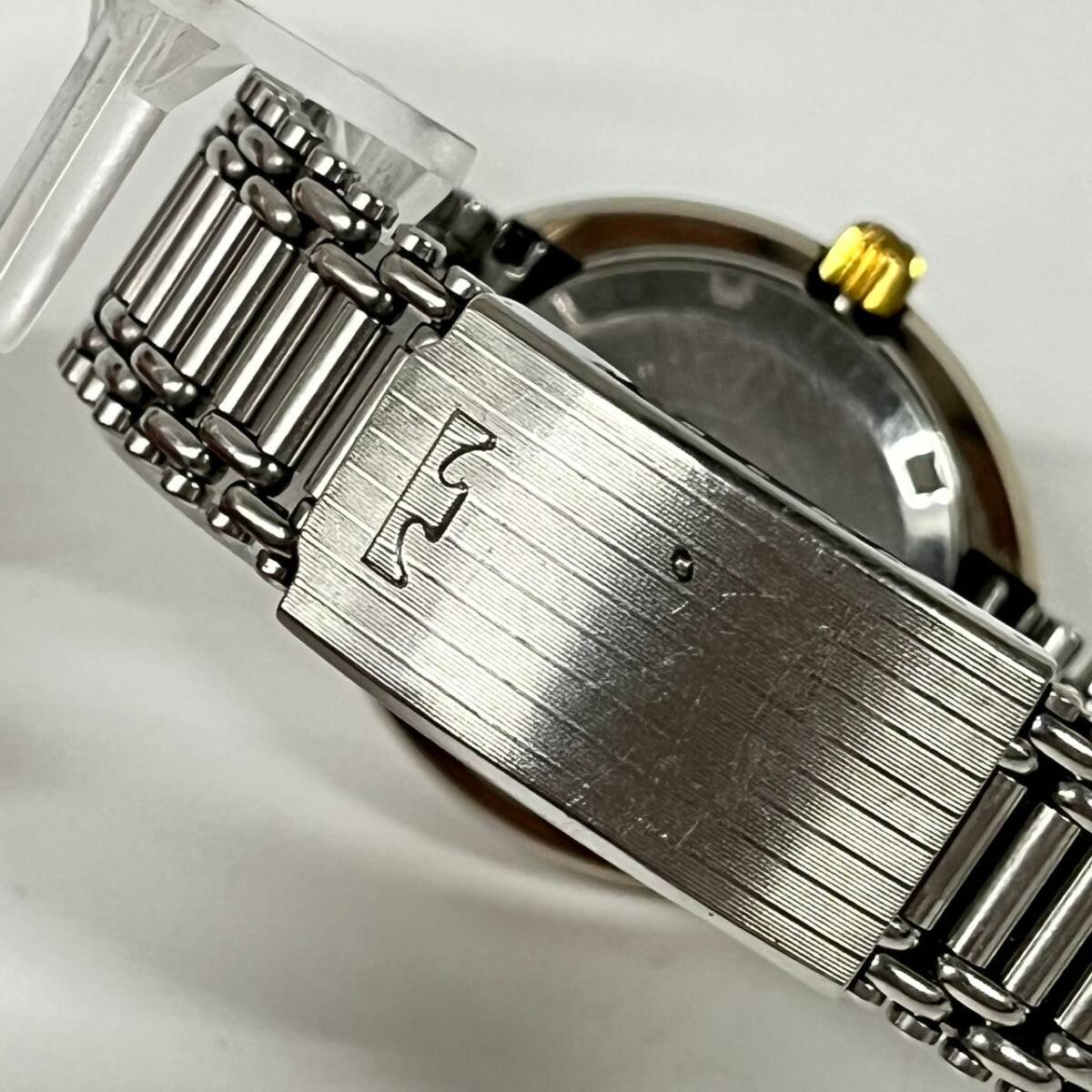 1 иен ~[ фактически работающий ] Tecnos TECHNOS самозаводящиеся часы мужские наручные часы Gold циферблат раунд лицо Date 3 стрелки оригинальный ремень G102220