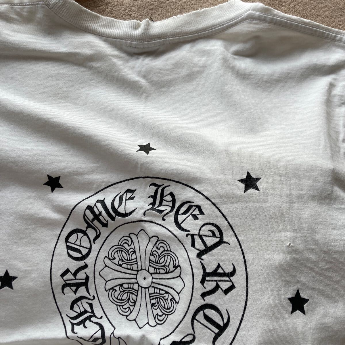 【難ありジャンク】クロムハーツ メンズ Tシャツ ロンT 半袖 CHROME HEARTS TOKYO CH カットソー ブラック ホワイト 表記サイズS