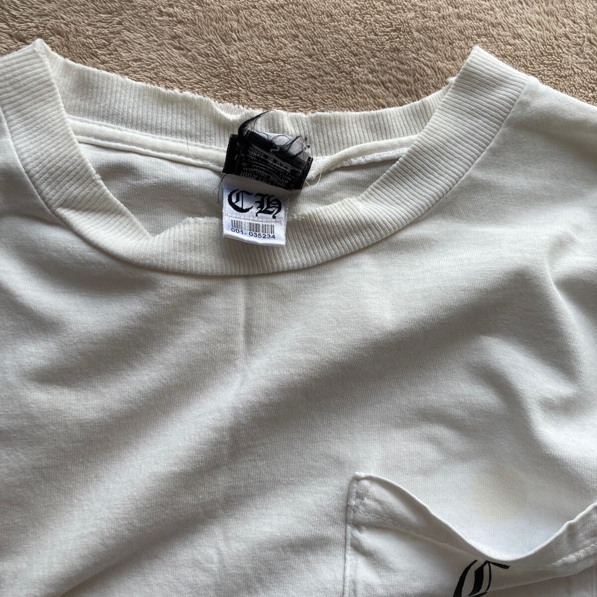 【難ありジャンク】クロムハーツ メンズ Tシャツ ロンT 半袖 CHROME HEARTS TOKYO CH カットソー ブラック ホワイト 表記サイズS
