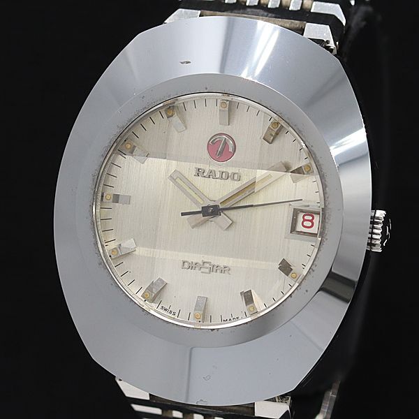 1円 ラドー ダイアスター シルバー文字盤 デイト カットガラス QZ メンズ腕時計 NSY 0506000 3ERTの画像1