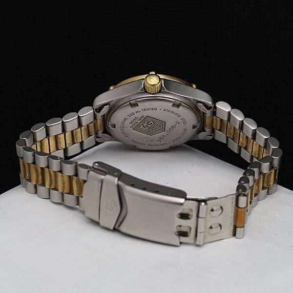 1円 稼動 良品 タグホイヤー プロフェッショナル 2000シリーズ 964.008-2 QZ ゴールド文字盤 デイト レディース腕時計 KMR 0539000 4ERTの画像4