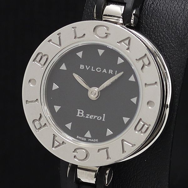 1円 箱付 稼働 美品 ブルガリ QZ ビーゼロワン BZ22S D175823 黒文字盤 レディース腕時計 ブレスウォッチ TCY 8549200 4TLTの画像1