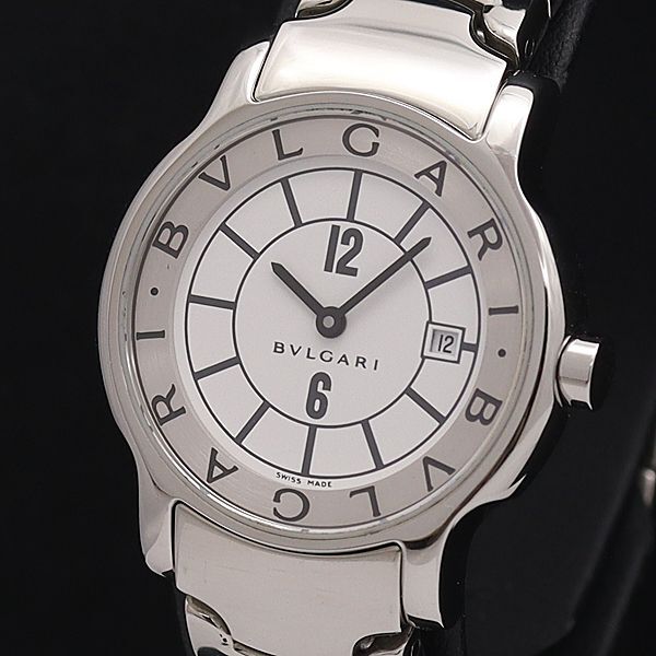 1円 稼働 ブルガリ QZ ST29S ソロテンポ 白文字盤 デイト ラウンド レディース腕時計 ANT4604600SMDの画像1