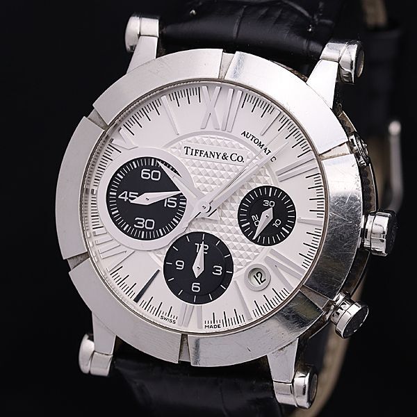 1 jpy operation Tiffany Tiffany&Co Atlas T10019036 AT/ self-winding watch chronograph Date white face men's wristwatch KMR 0093500 3ERT