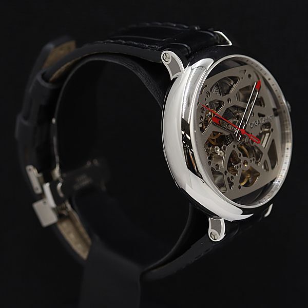 1円 稼働 美品 シガデザイン スケルトン文字盤 AT/自動巻 メンズ腕時計 NSY 5656200 3BGTの画像2