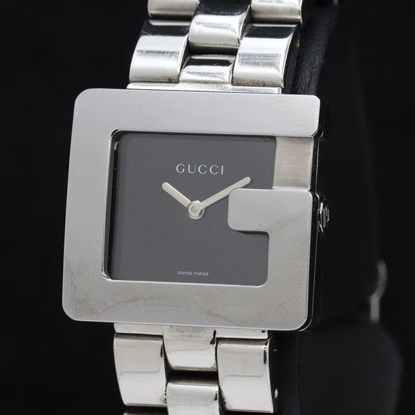 1円 稼働 グッチ 3600J QZ ブラック文字盤 レディース腕時計 TKD 6106100 4ANTの画像1
