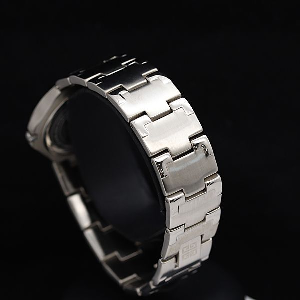 1円 稼動 美品 箱付 ジバンシー ラウンド CL-19-XVIII QZ 黒文字盤 メンズ腕時計 SGN 0011000の画像3