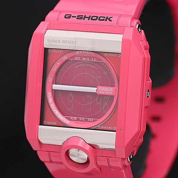 1円 稼働 カシオ G-SHOCK ショックレジスト QZG-8100L デジタル文字盤 ピンク レディース腕時計 KMR 6406000 4MGY_画像1