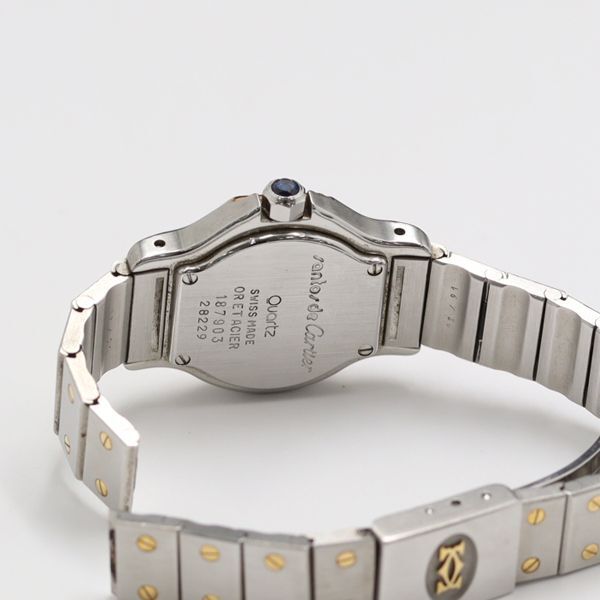 1円 稼動 取説/カバー付 カルティエ YG×SS サントスオクタゴン ホワイト文字盤 QZ デイト レディース腕時計 SGN 0685410 4GTTの画像4