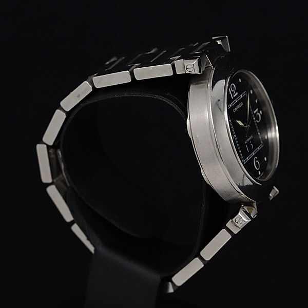 1円 カルティエ パシャC W31053M7 AT/自動巻 黒文字盤 デイト メンズ腕時計 OGI 5450610 4NBTの画像2