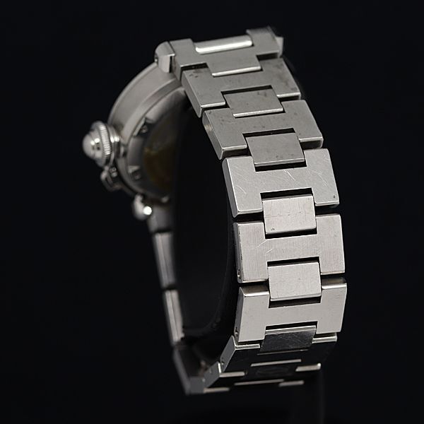 1円 カルティエ パシャC W31053M7 AT/自動巻 黒文字盤 デイト メンズ腕時計 OGI 5450610 4NBTの画像3