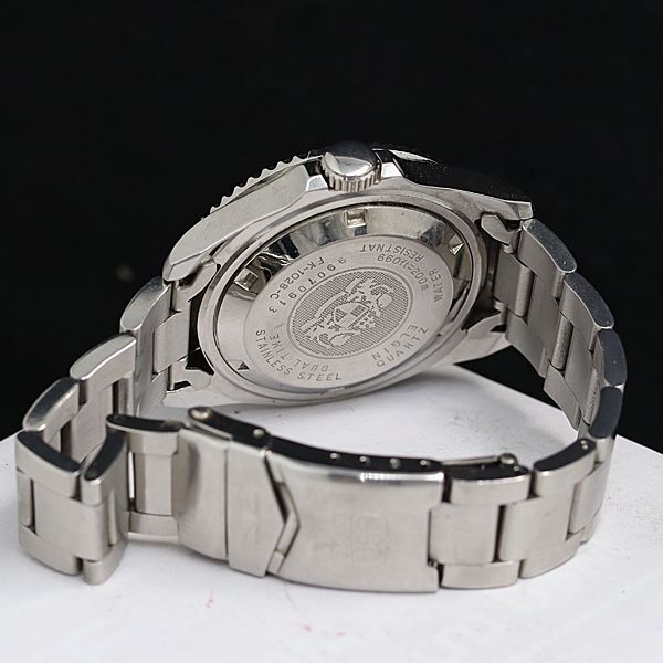 1円 稼動 良品 エルジン FK-1028-C QZ 黒文字盤 デイト メンズ腕時計 KTR 2147000 4NBG1の画像4
