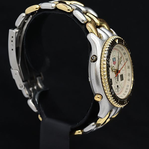1円 タグホイヤ- セル プロフェッショナル200 QZ CG-1123-0 クロノグラフ アイボリー文字盤GP SS メンズ腕時計 KMR 2950200 4ANTの画像2