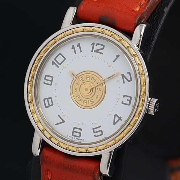 1円 稼動 良品 エルメス QZ セリエ 3ERT ホワイト文字盤 レディース腕時計 YUM 0024200の画像1