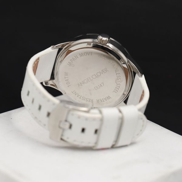 1円 稼働 QZ 良品 保/箱付き エンジェルクローバー デュアルタイム DU47 白文字盤 デイト メンズ腕時計 KRK 2000000 4NBG1の画像4