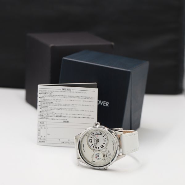 1円 稼働 QZ 良品 保/箱付き エンジェルクローバー デュアルタイム DU47 白文字盤 デイト メンズ腕時計 KRK 2000000 4NBG1の画像5
