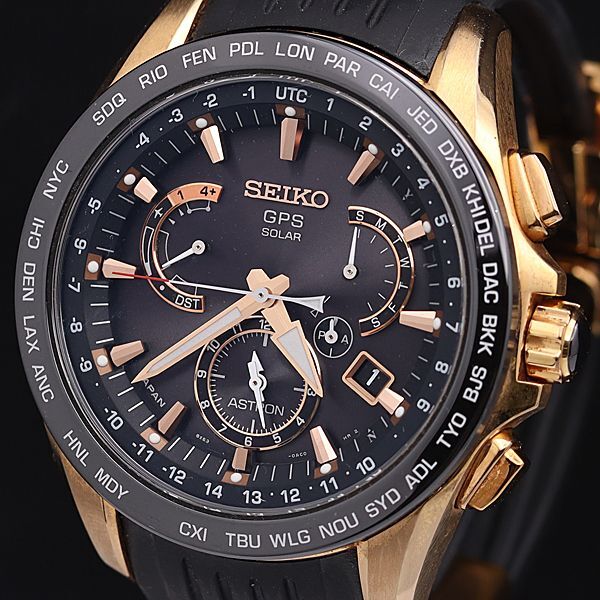 1 иен работа хорошая вещь Seiko Astro n8X53-0AC0-2 GPS радиоволны солнечный черный циферблат резиновая лента мужские наручные часы DOI 6526300 4DIT
