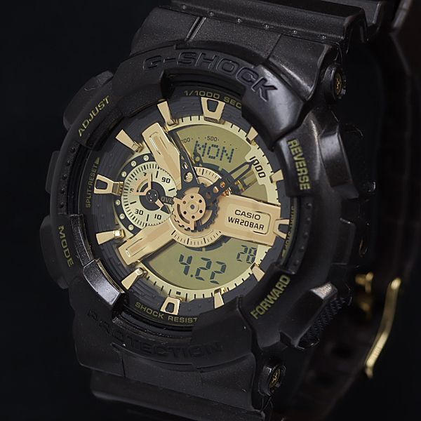 1円 稼動 良品 カシオ/Gショック QZ GA-110BR 4NBG1 デジアナ ゴールド文字盤 メンズ腕時計 YUM 2147000の画像1